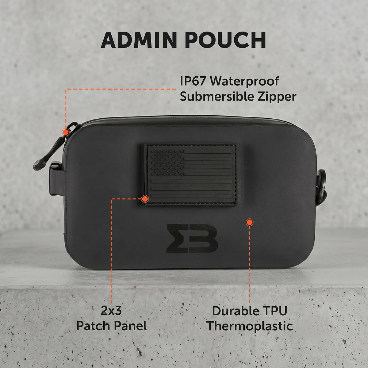 Waterproof Tactical Admin Pouch, IP67 Zipper Organizer for Electronics, Cables, Chargers, Travel Essentials and Everyday Carry SealBags