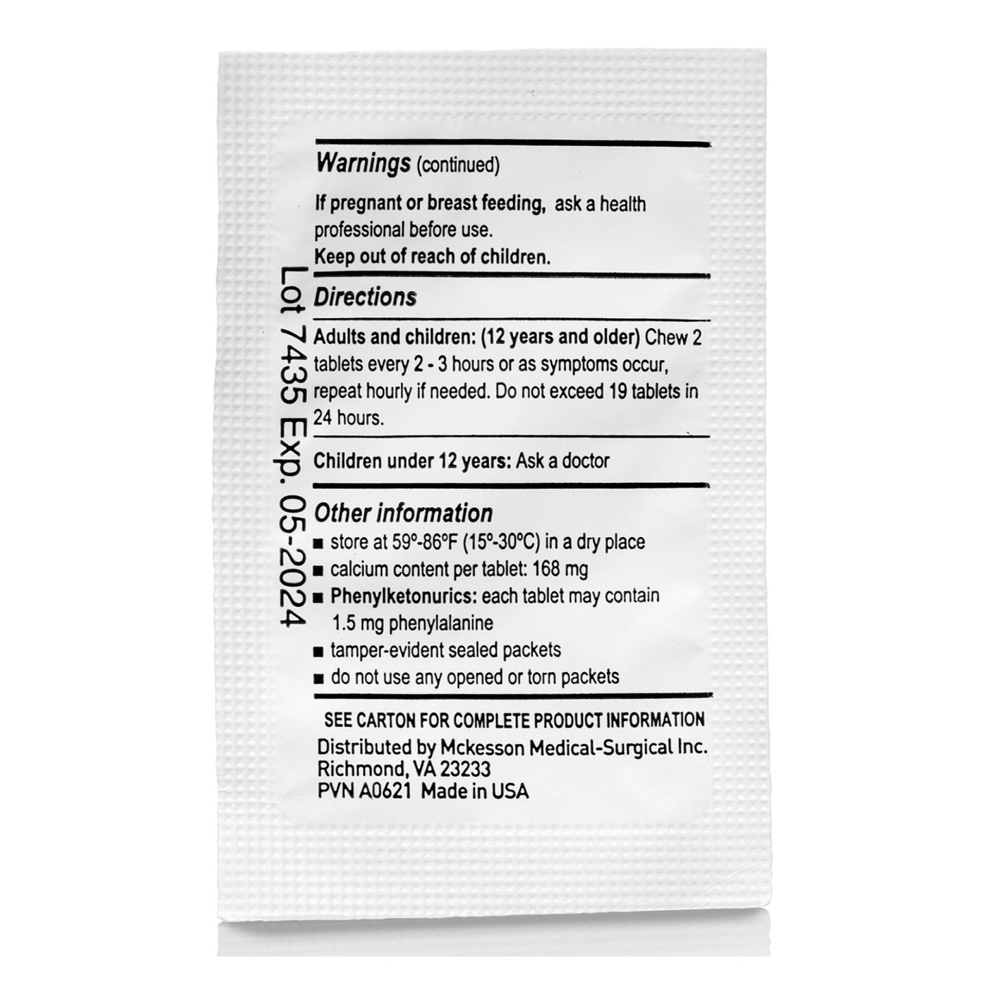 Calcium Carbonate Antacid 420mg (Tums®)