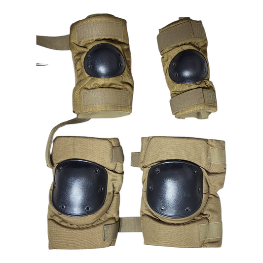 USGI Coyote Brown Knee &amp; Elbow Pad Set – Black Cap Protective Gear | Genuine Military Issue Fury28